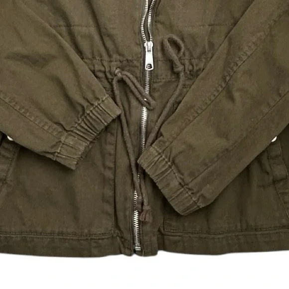 OLD NAVY Women’s Field Utility Jacket Olive Green Mock Collar Drawstring Waist M - Picture 5 of 11
